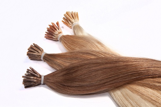 25 glatte Echthaarsträhnchen mit runden Bondings 0,5gr. für Microringe