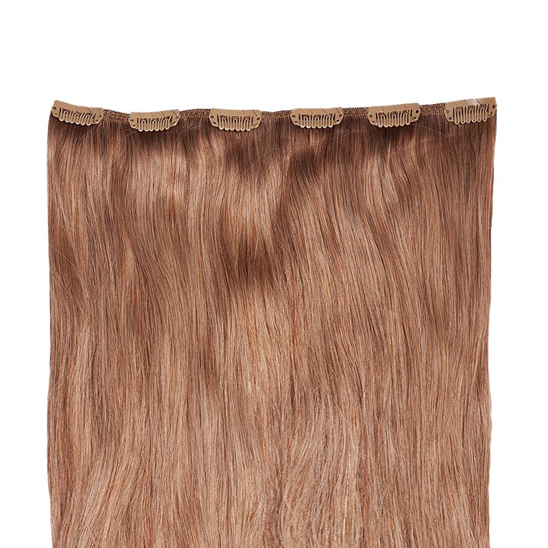 GlamXtensions Clip-In Haare 45 Cm – 7-teiliges Set Aus 100% Remy Echthaar, Farbe 6 Mittelbraun