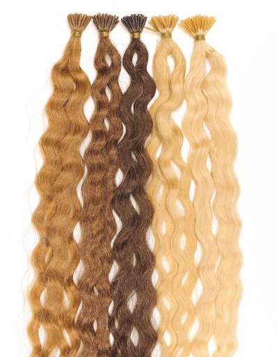 25 Gelockte Echthaarsträhnchen mit runden Bondings 40 - 50cm